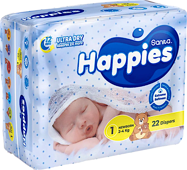 HAPPIES NEW BORN 2-4KG *22S x22S