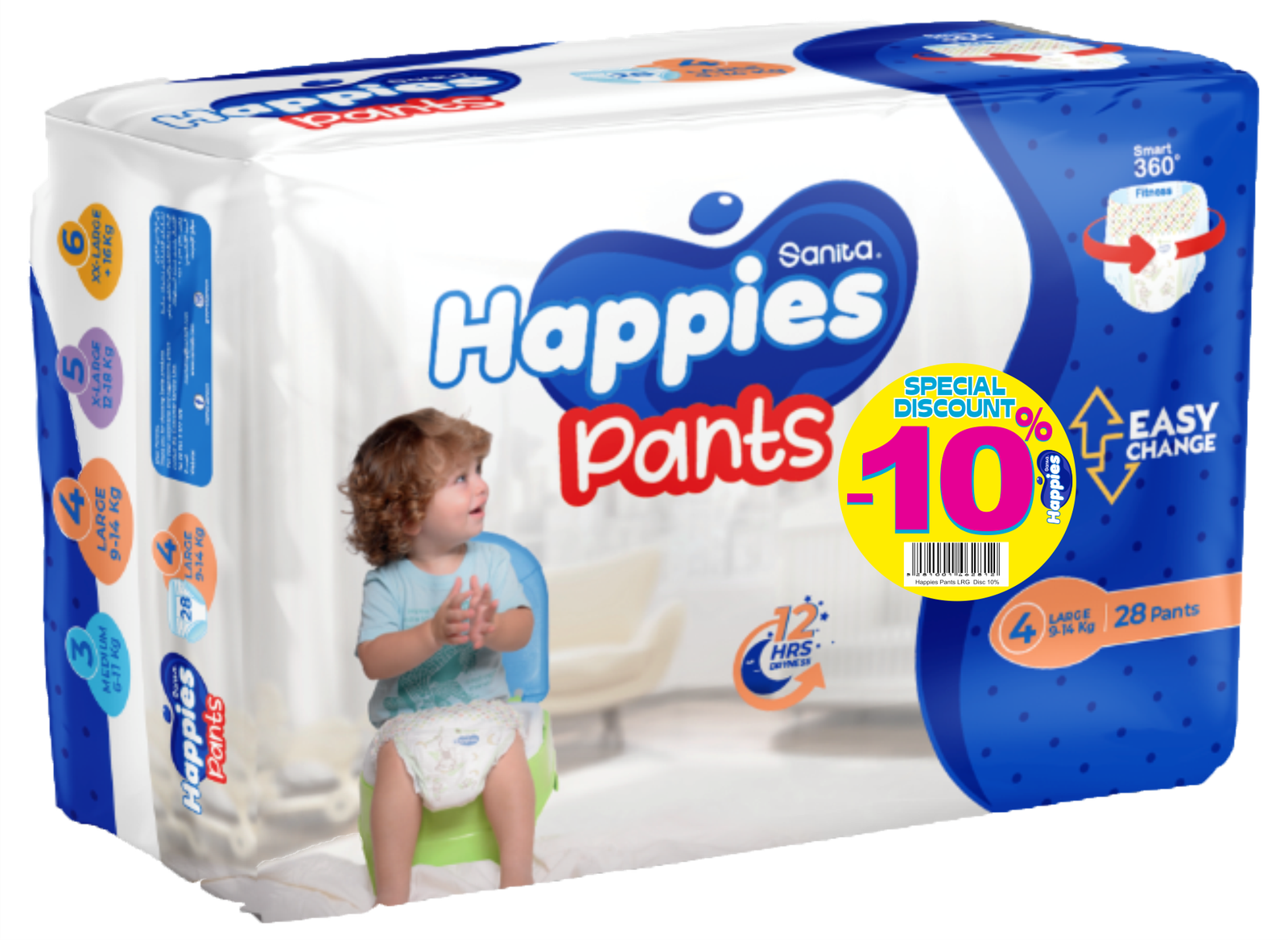 HAPPIES PANTS LARGE 10% 28P 28P