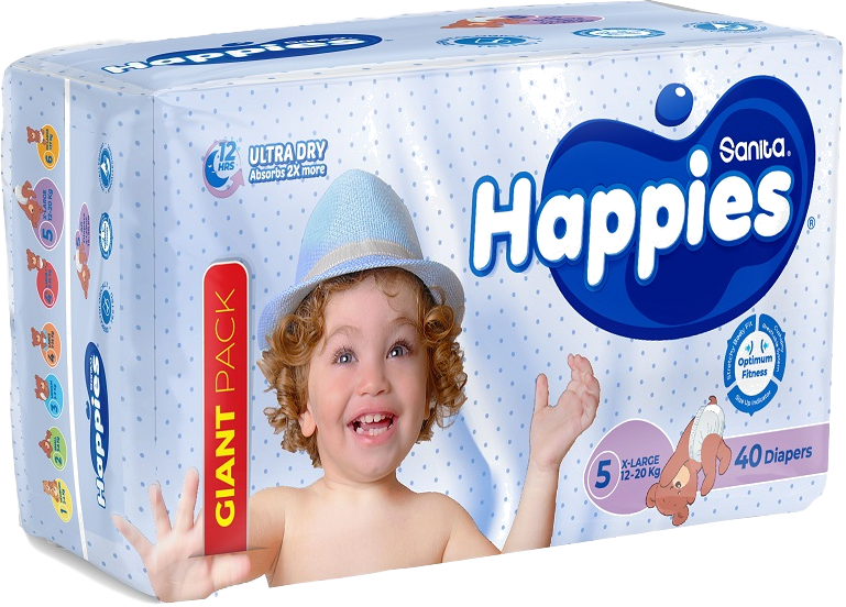 HAPPIES PREMLRG  GIANT 44 DIAPERS+WW 44D