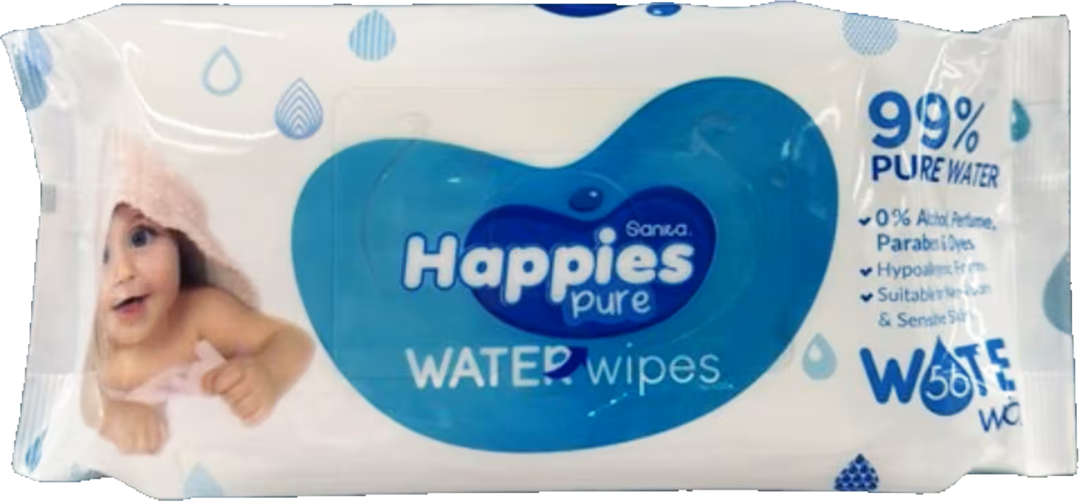 HAPPIES WATER WIPES 56 SHEETS 56SH